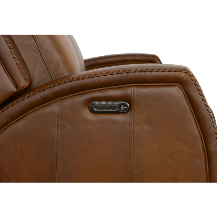 Mustang Leather Power Sofa with Power Headrest in Rust