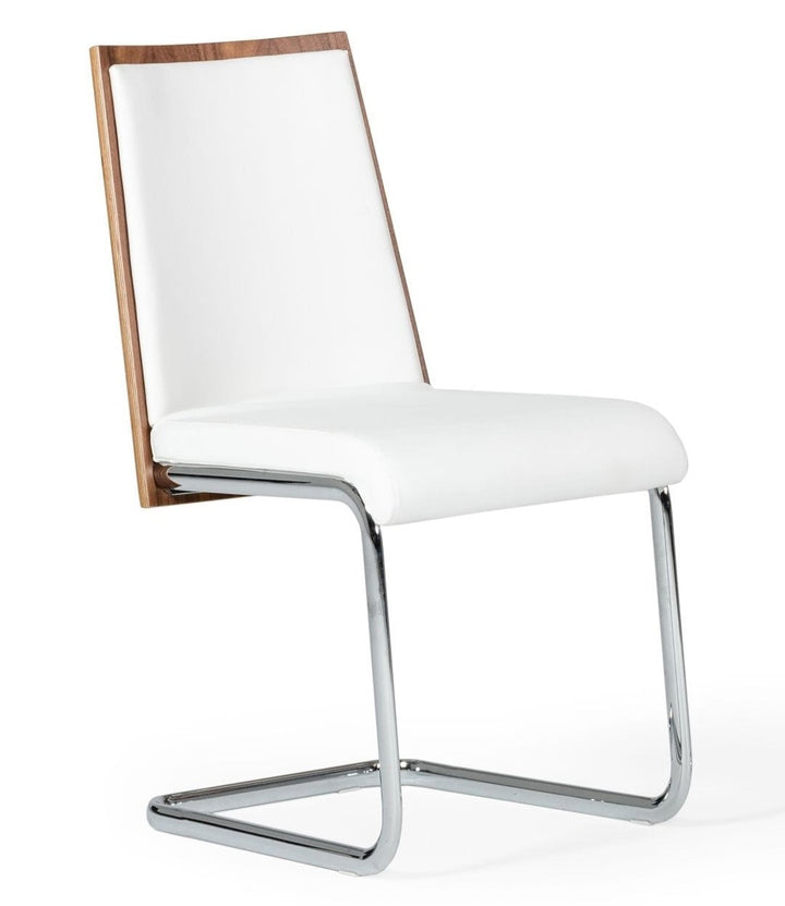Morgan  Modern White & Walnut Dining Chair (Set of 2)