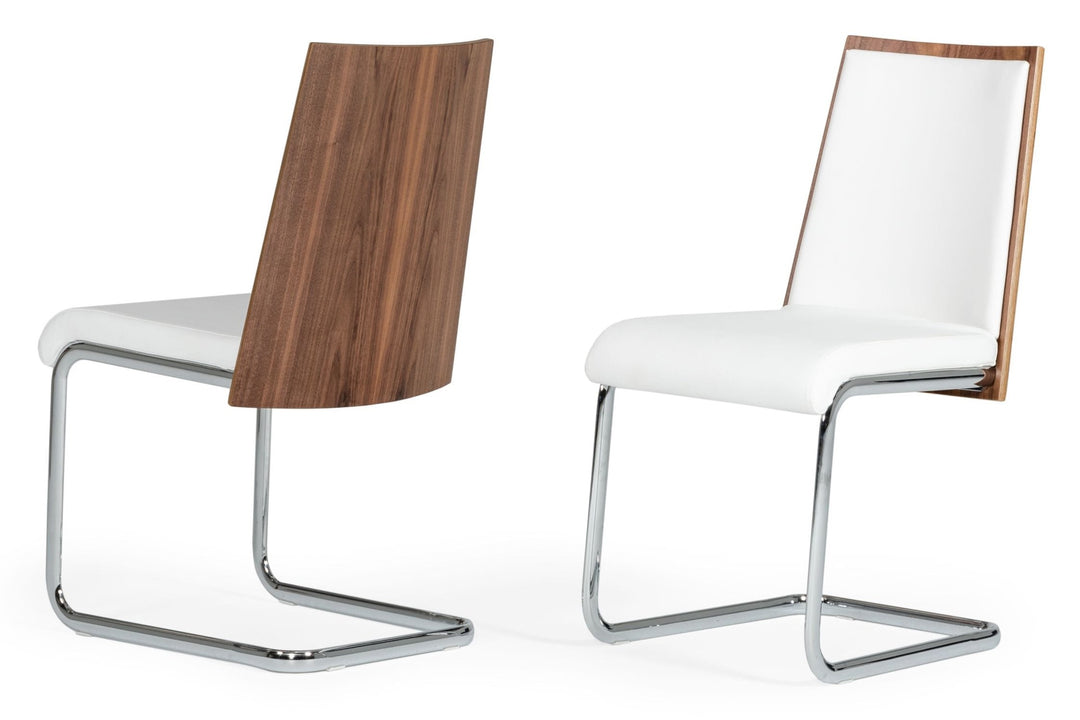 Morgan  Modern White & Walnut Dining Chair (Set of 2)