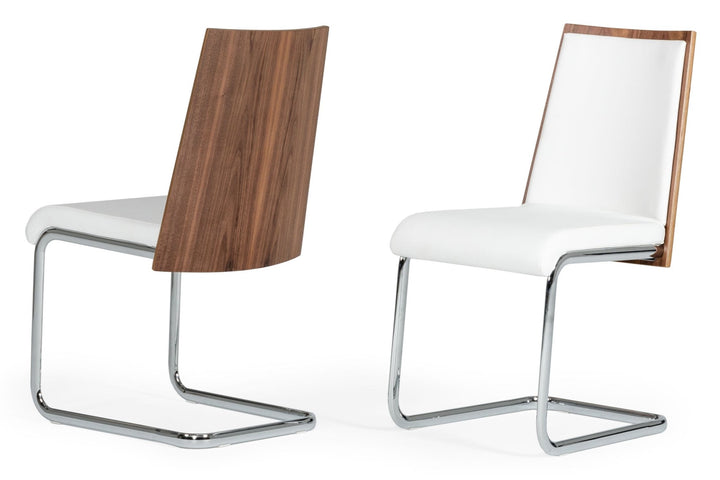 Morgan  Modern White & Walnut Dining Chair (Set of 2)