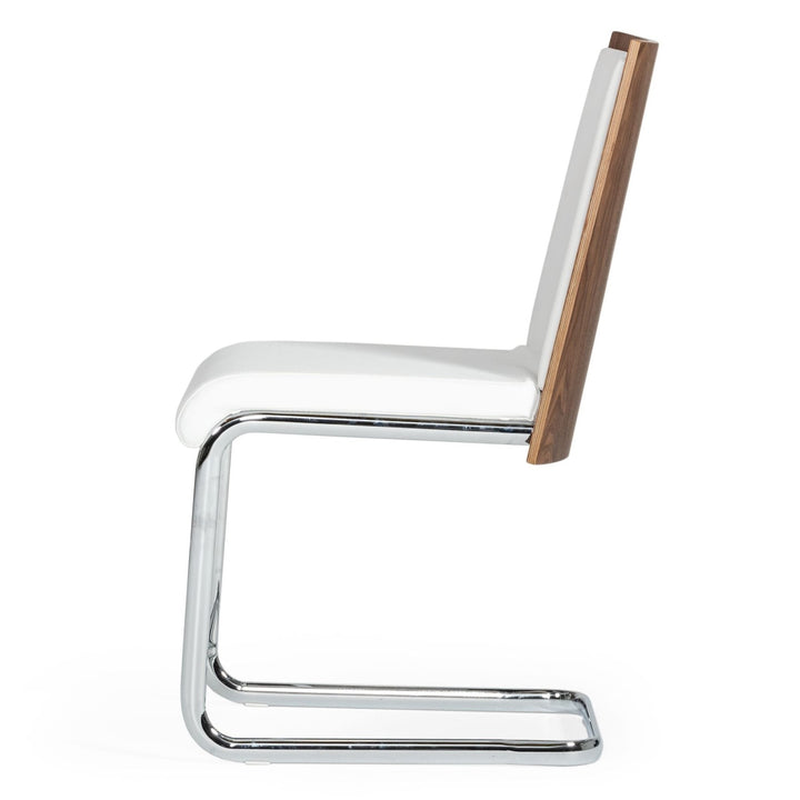 Morgan  Modern White & Walnut Dining Chair (Set of 2)