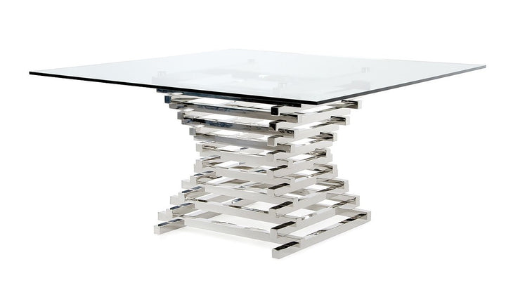 Crawford Modern Clear Glass Square Dining Table - View 6