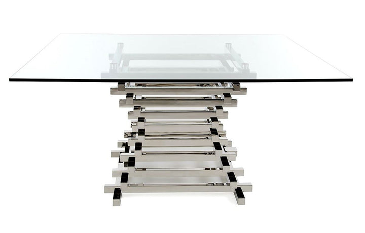 Crawford Modern Clear Glass Square Dining Table - View 5