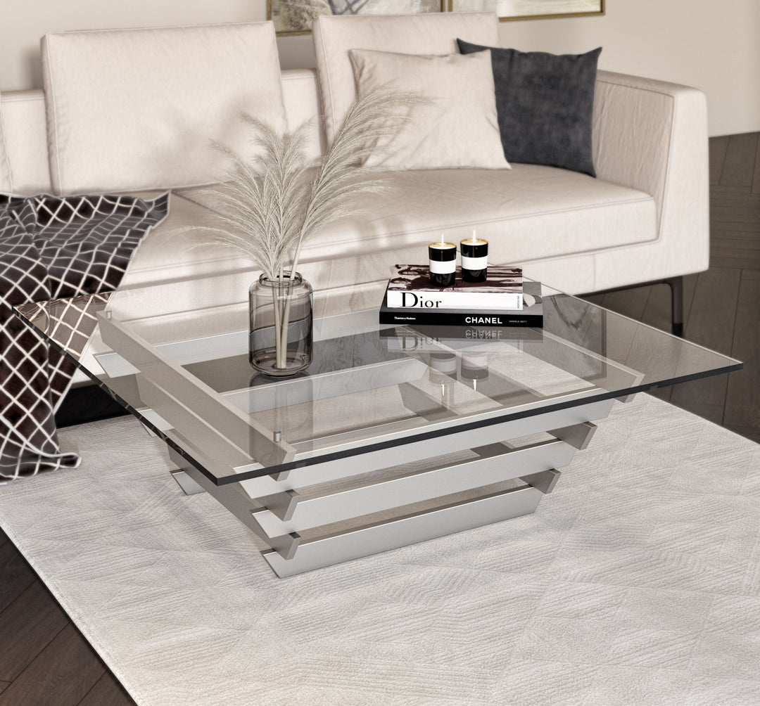 Upton Modern Square Glass Coffee Table