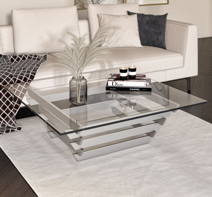 Upton Modern Square Glass Coffee Table