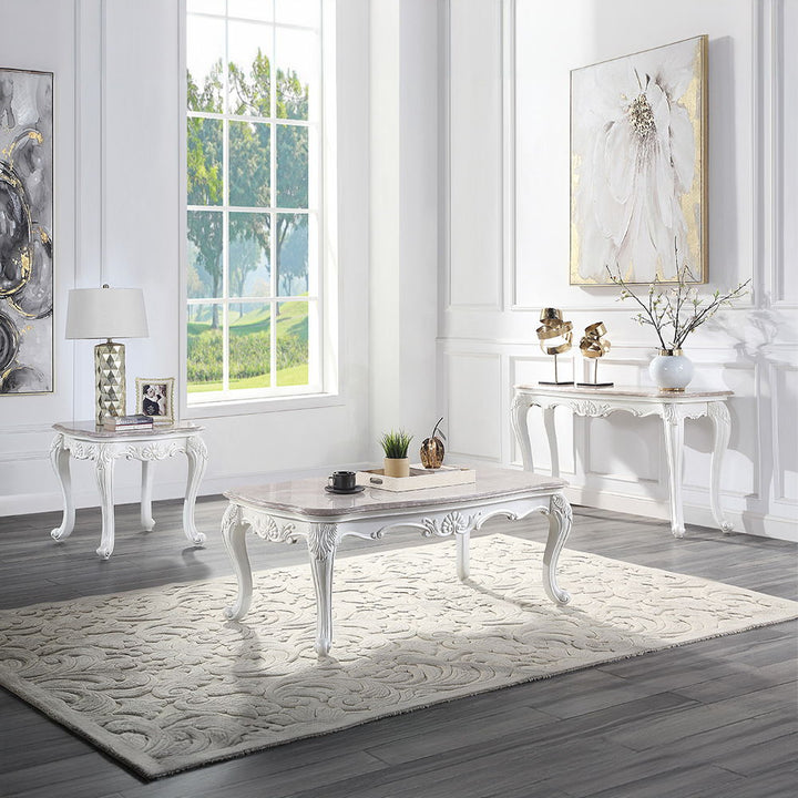 Ciddrenar - Coffee Table - Marble Top & White