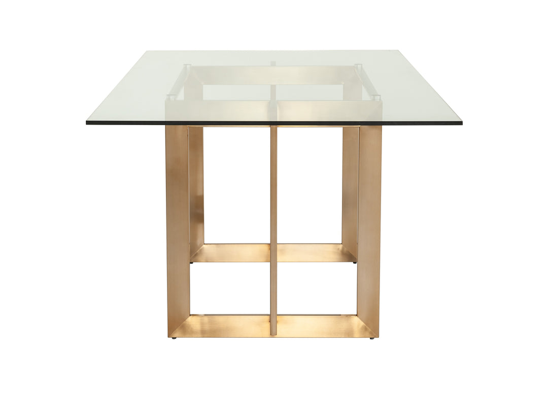 Keaton Modern Glass & Brass Dining Table
