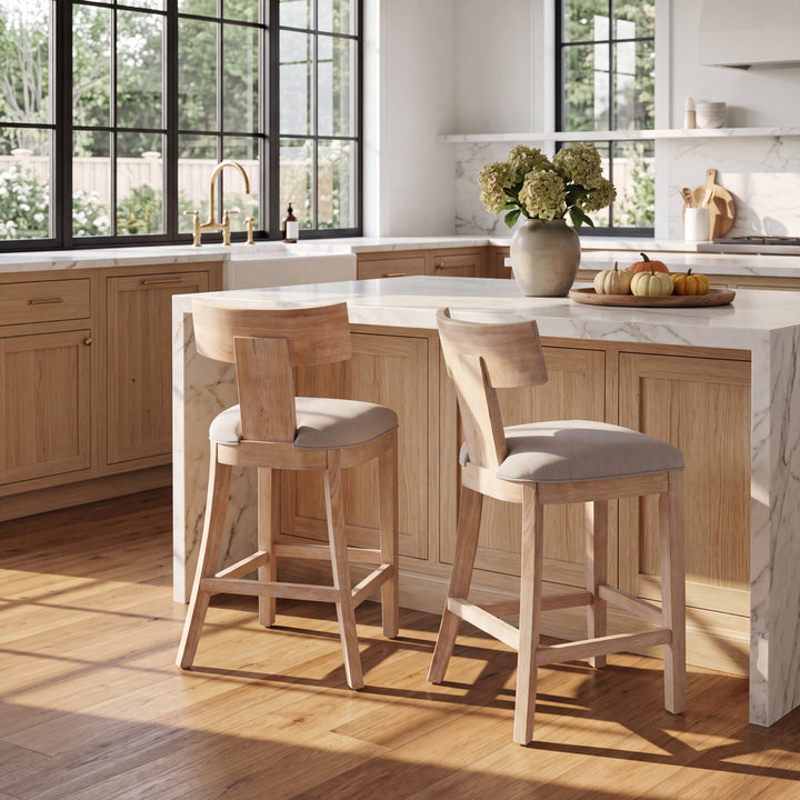 27" Linen Counter Stool – Pebble/Natural (Set of 2)