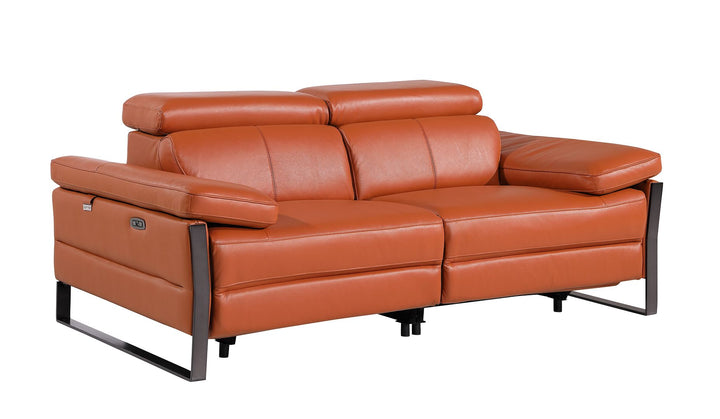 DivanItalia 1246 Top Grain Italian Leather Loveseat with Power Headrest - Camel