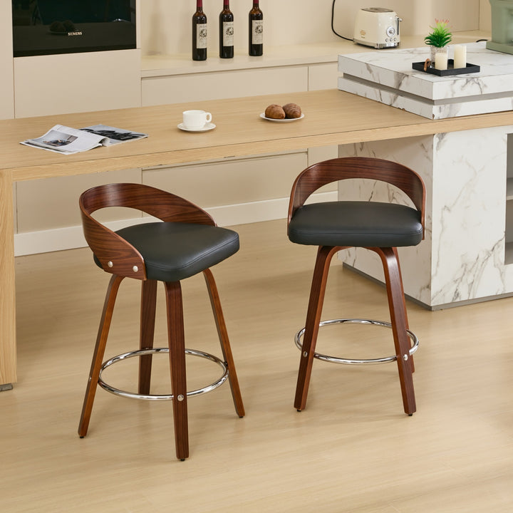 Mid-Century Modern Swivel Bar Stool (Set of 2)