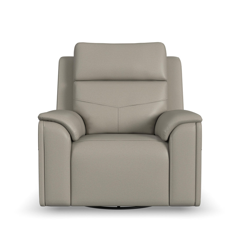 Vernon Fabric Power Swivel Gliding Recliner with Power Headrest, Lumbar, Heat & Massage in Dove Grey