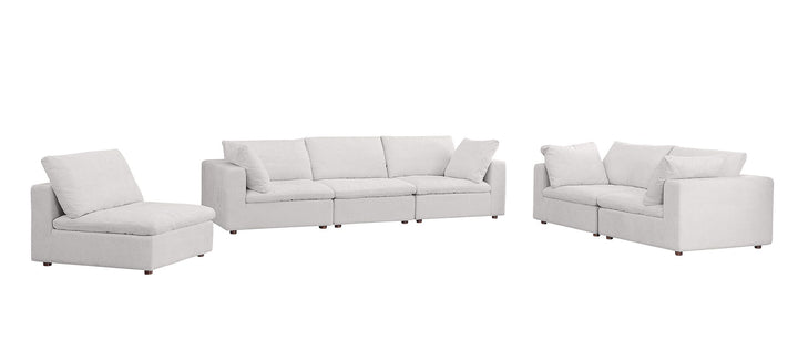 DivanItalia 1100 3-Piece Sofa Set – Top-Grain Italian Leather with Ottoman - Pearl