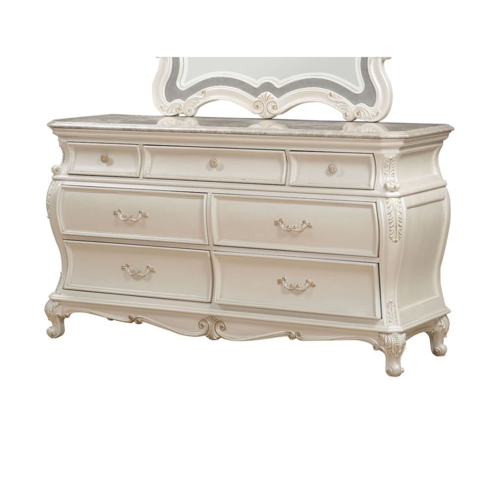 Chantelle - Dresser With Marble Top - Pearl White