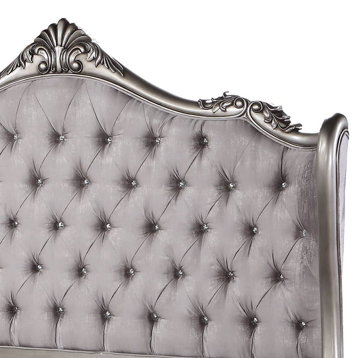 Ariadne - Queen Bed - Velvet & Antique Platinum