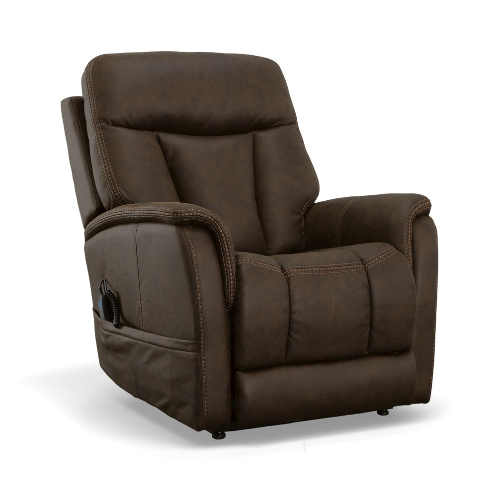 Atlas Fabric Power Lift Recliner with Power Headrest & Lumbar in Walnut