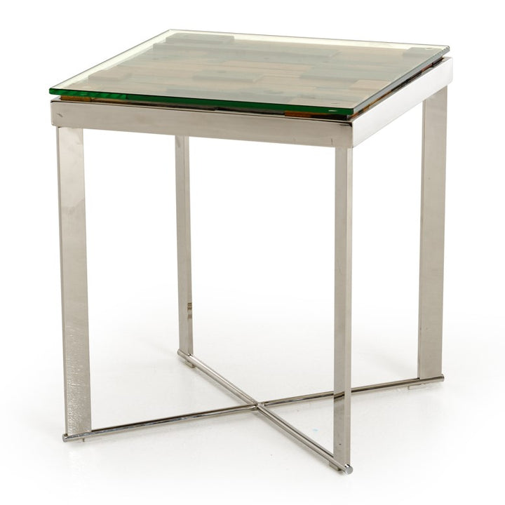 Santiago Modern Rectangular Wood Mosaic End Table