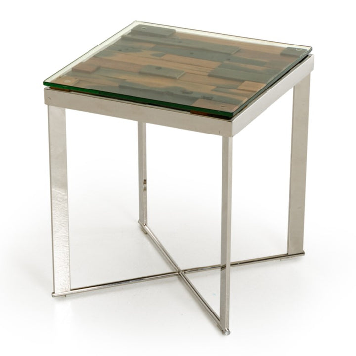 Santiago Modern Rectangular Wood Mosaic End Table