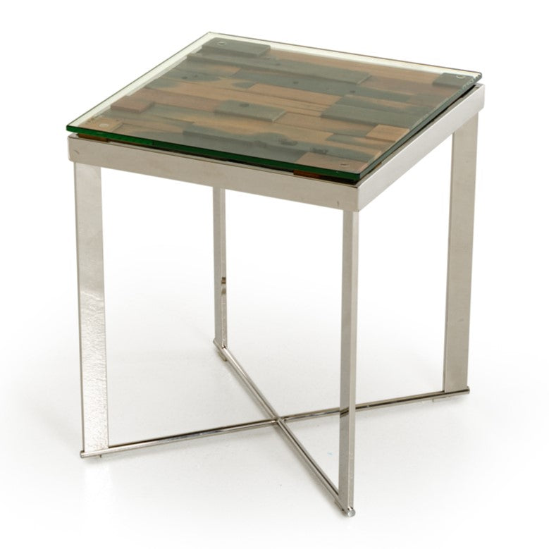 Santiago Modern Rectangular Wood Mosaic End Table