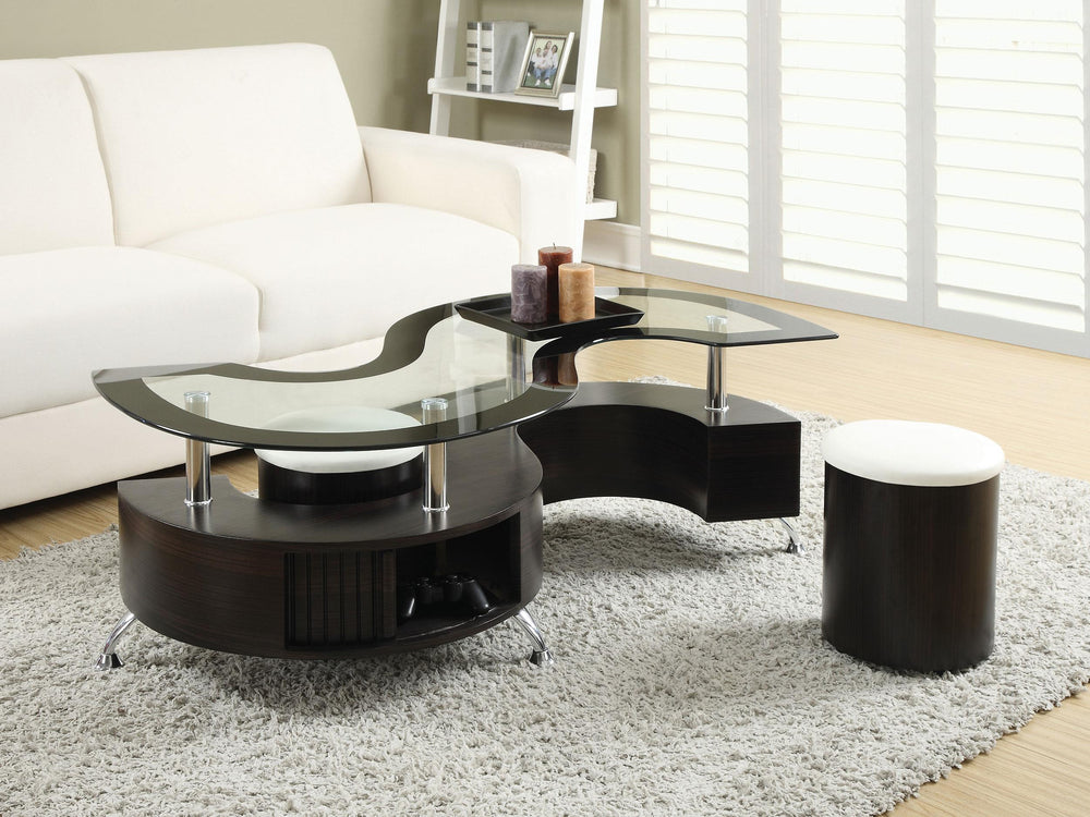 Coaster Furniture 720218 Buckley 3-piece Coffee Table and Stools Set Cappuccino