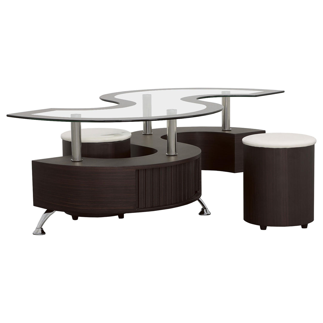 Coaster Furniture 720218 Buckley 3-Piece Coffee Table and Stools Set Cappuccino