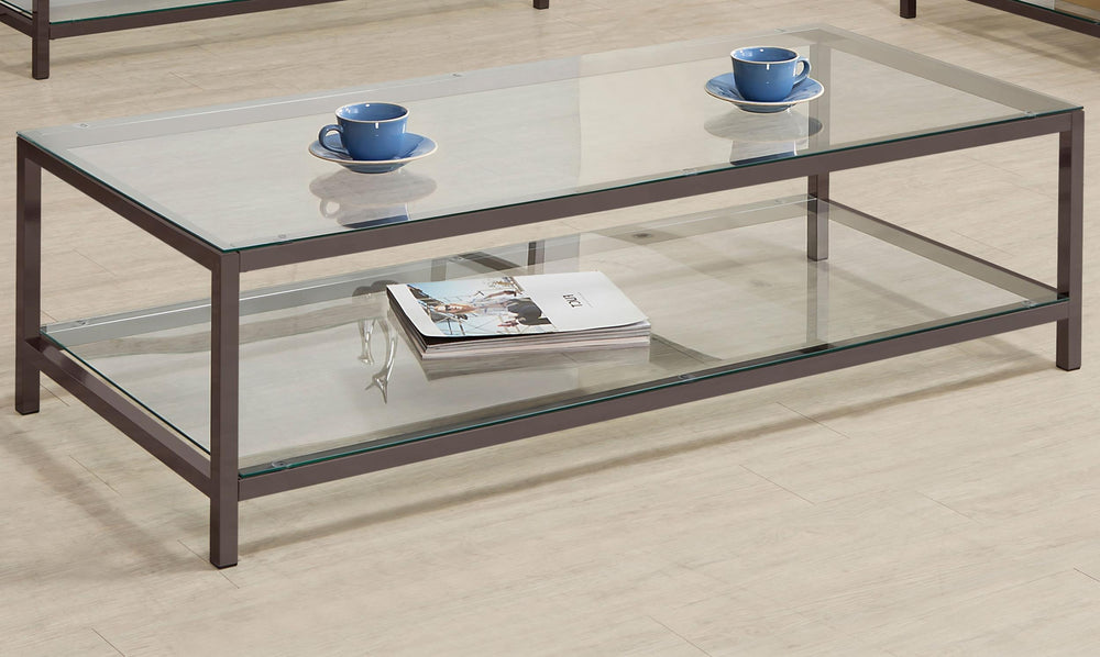 Coaster Furniture 720228 Trini 1-shelf Glass Top Coffee Table Black Nickel