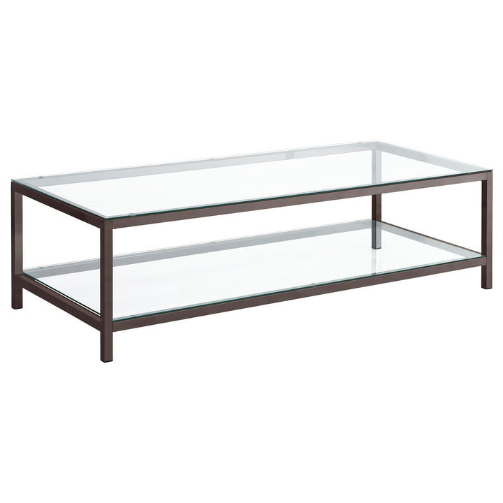 Coaster Furniture 720228 Trini 1-shelf Glass Top Coffee Table Black Nickel