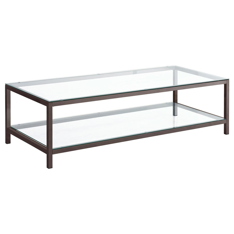 Coaster Furniture 720228 Trini 1-shelf Glass Top Coffee Table Black Nickel