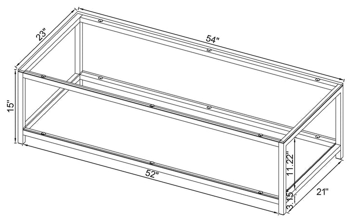 Coaster Furniture 720228 Trini 1-shelf Glass Top Coffee Table Black Nickel
