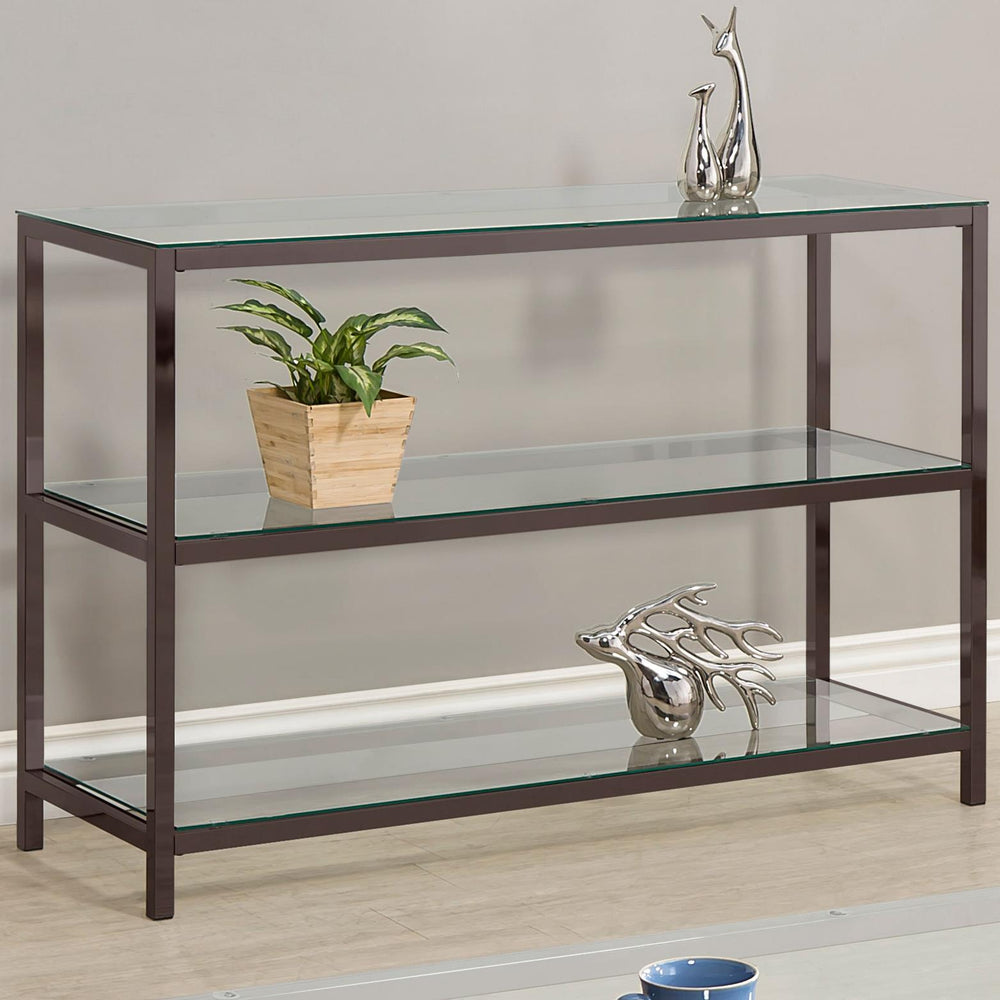 Coaster Furniture 720229 Trini 2-shelf Glass Top Entryway Console Table Black Nickel