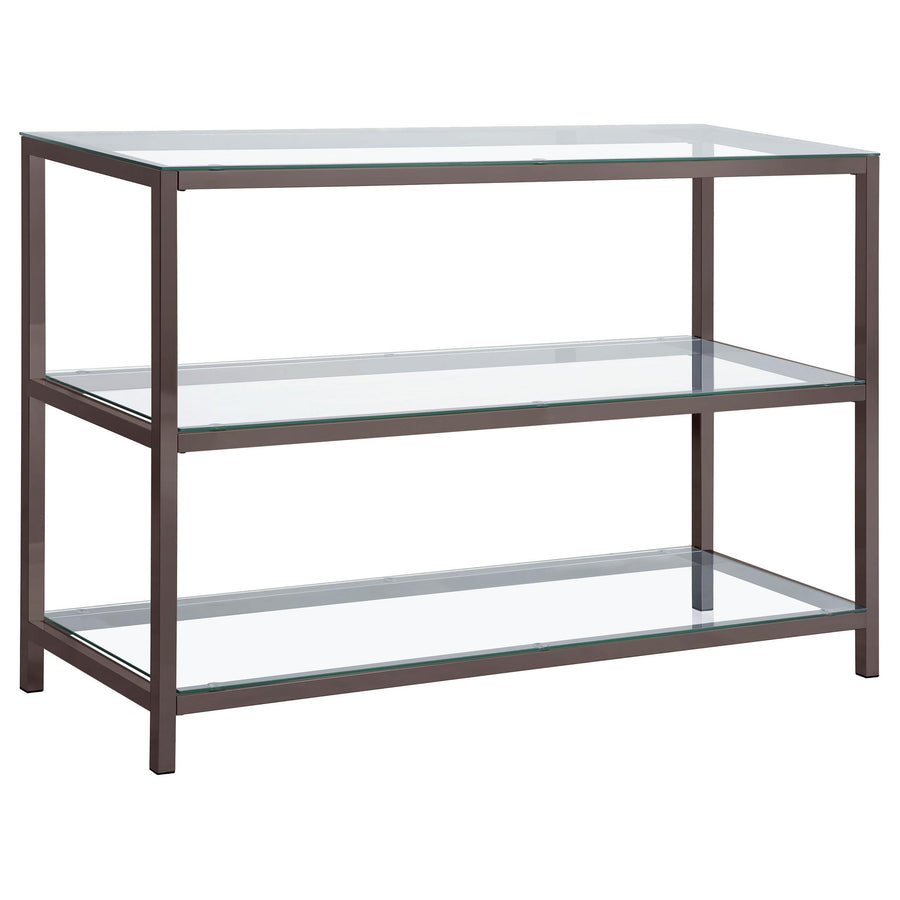 Coaster Furniture 720229 Trini 2-shelf Glass Top Entryway Console Table Black Nickel