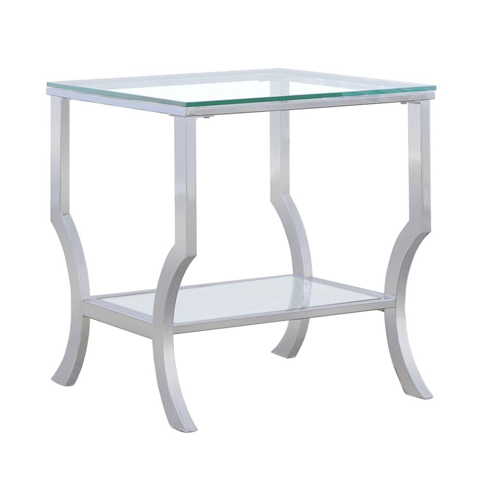 Coaster Furniture 720337 Saide Square Glass Top Side End Table Chrome