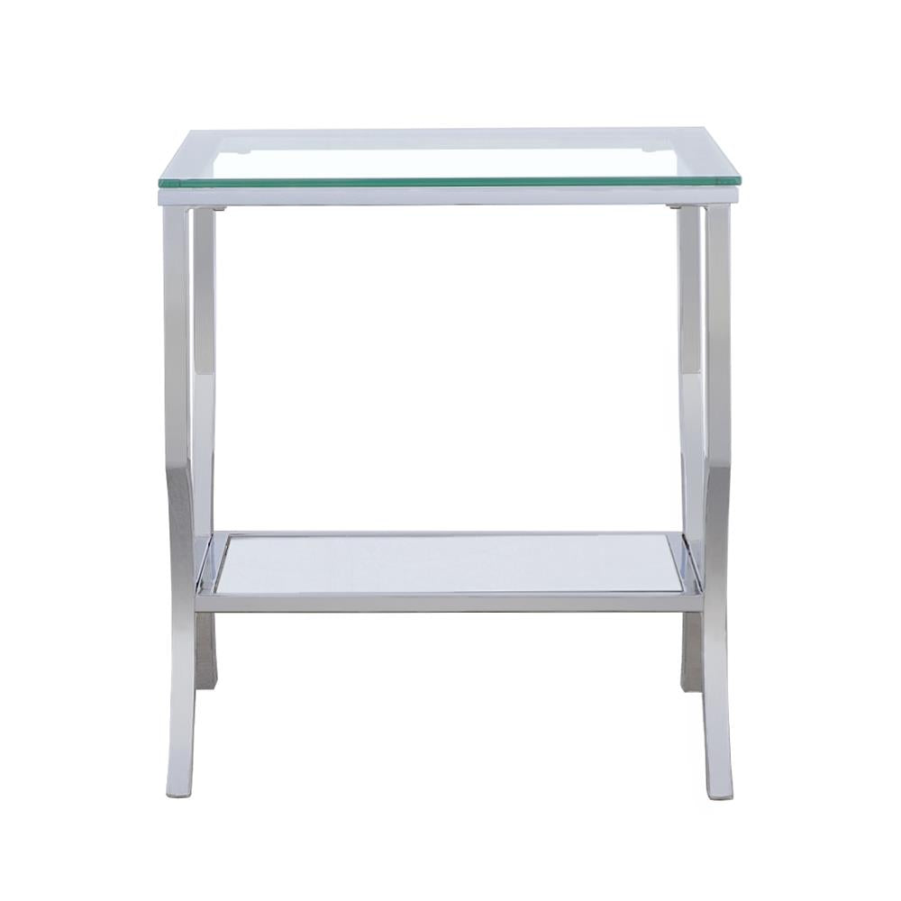 Coaster Furniture 720337 Saide Square Glass Top Side End Table Chrome