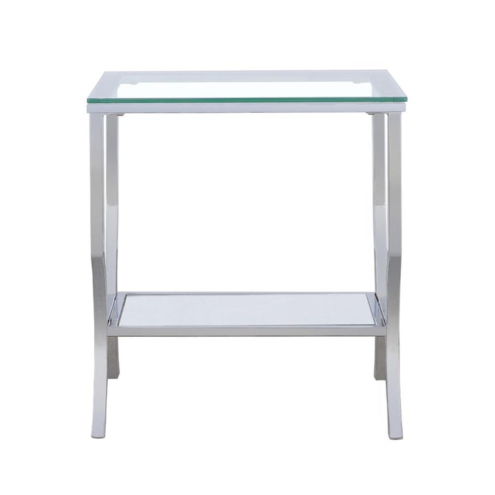 Coaster Furniture 720337 Saide Square Glass Top Side End Table Chrome