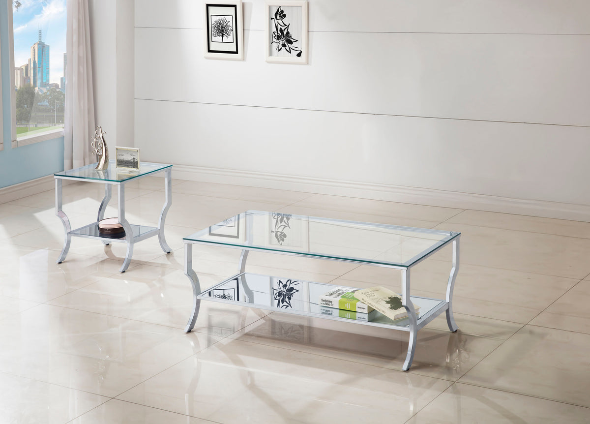 Saide - 2 Piece Glass Top Coffee And End Table Set - Chrome