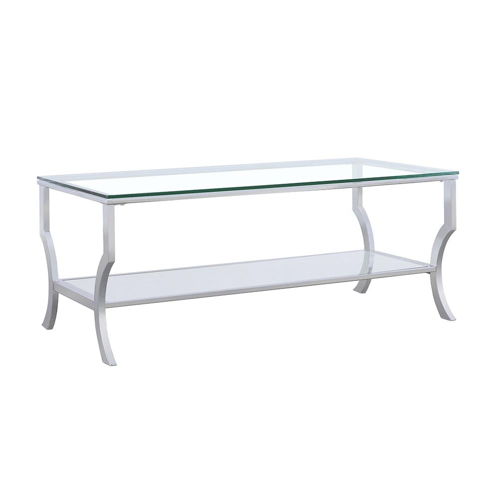 Coaster Furniture 720338 Saide Rectangular Glass Top Coffee Table Chrome