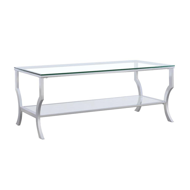 Coaster Furniture 720338 Saide Rectangular Glass Top Coffee Table Chrome