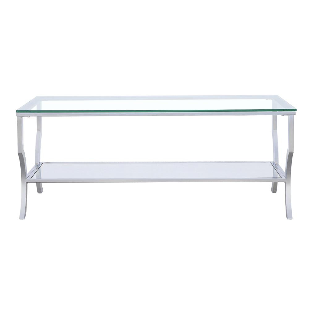 Coaster Furniture 720338 Saide Rectangular Glass Top Coffee Table Chrome