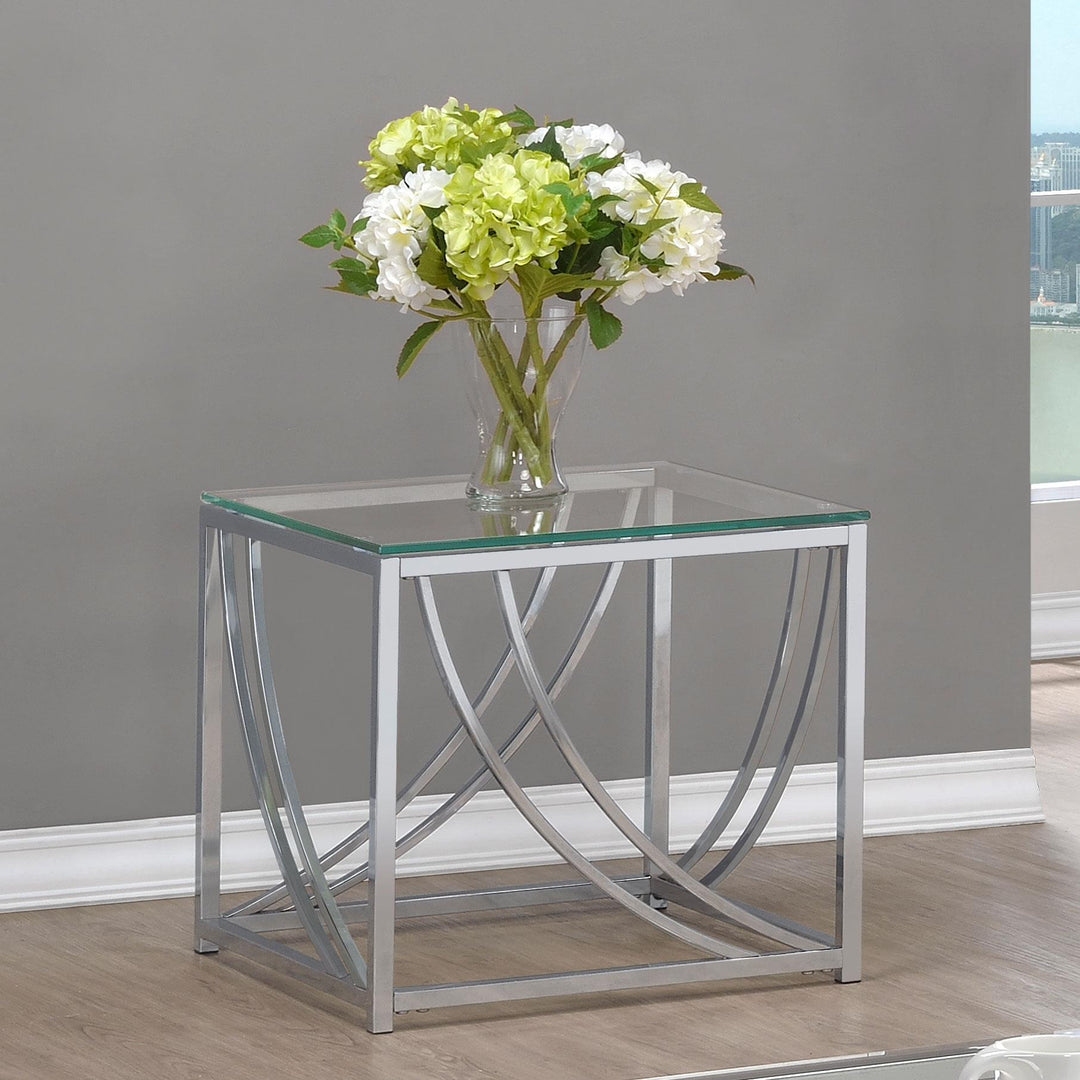 Coaster Furniture 720497 Lille Square Glass Top Side End Table Chrome