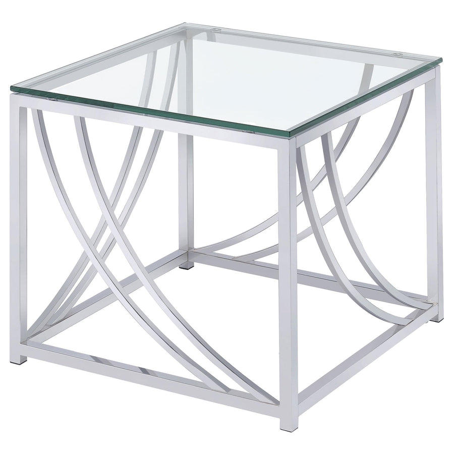 Coaster Furniture 720497 Lille Square Glass Top Side End Table Chrome