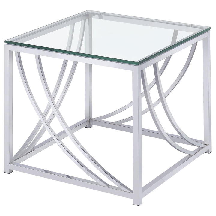 Lille - 2 Piece Glass Top Coffee And End Table Set - Chrome