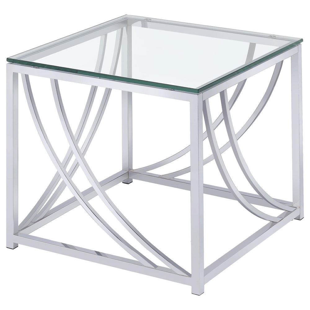 Lille - 2 Piece Glass Top Coffee And End Table Set - Chrome