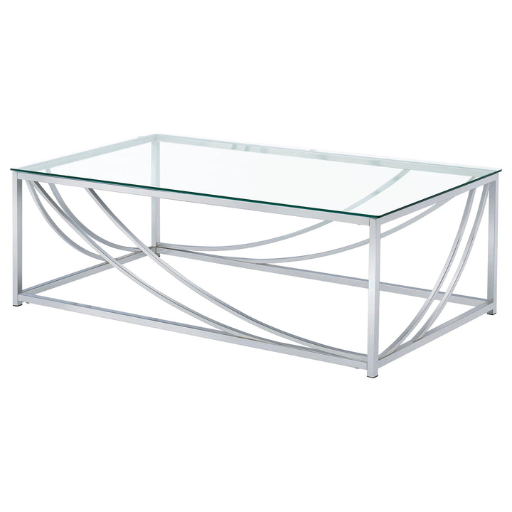 Lille - 2 Piece Glass Top Coffee And End Table Set - Chrome