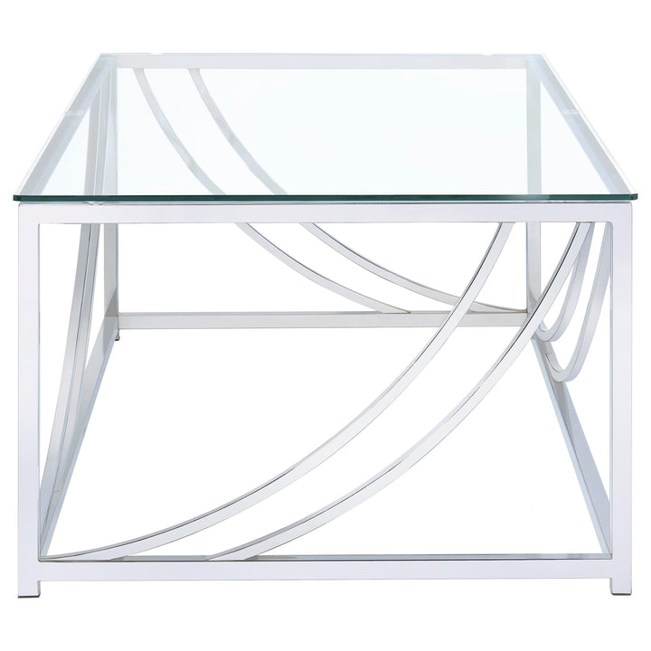 Lille - 2 Piece Glass Top Coffee And End Table Set - Chrome