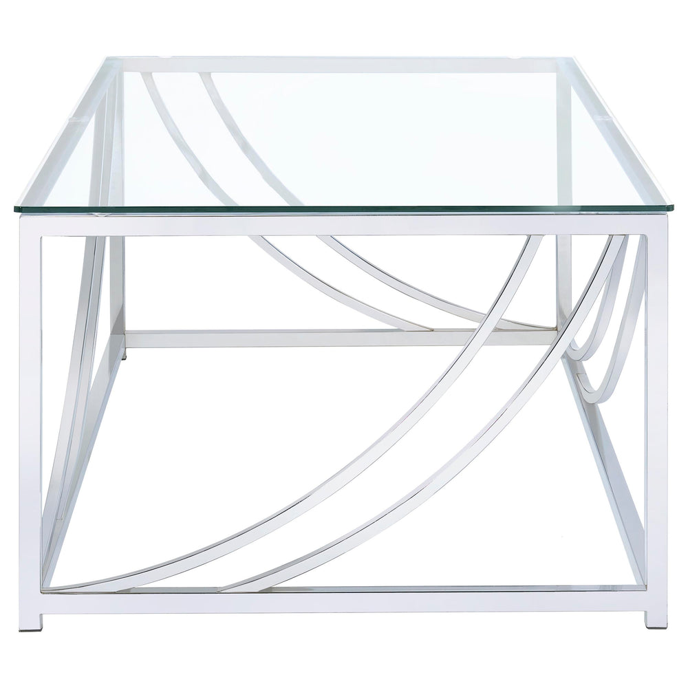 Lille - 2 Piece Glass Top Coffee And End Table Set - Chrome