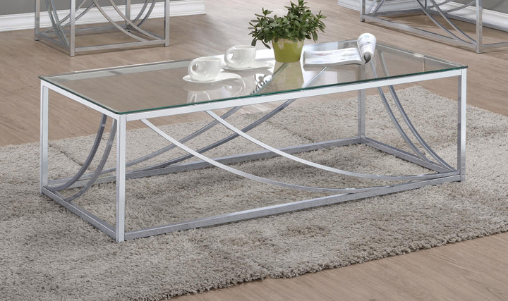 Coaster Furniture 720498 Lille Rectangular Glass Top Coffee Table Chrome
