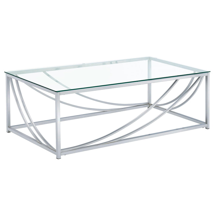 Coaster Furniture 720498 Lille Rectangular Glass Top Coffee Table Chrome