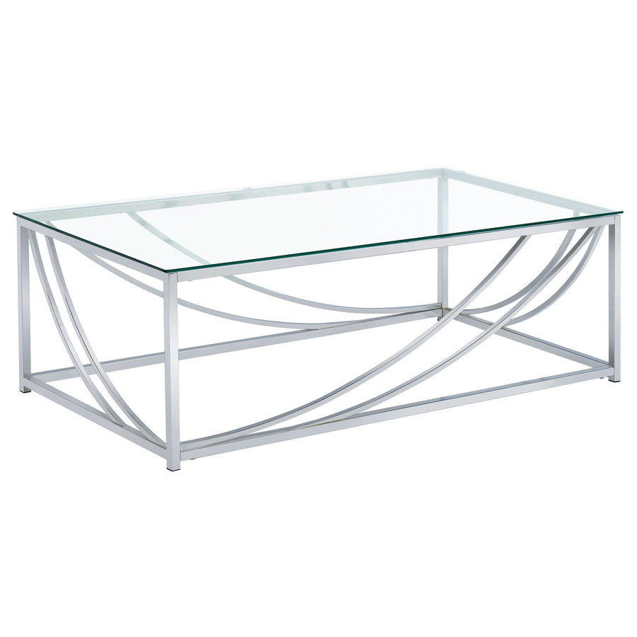 Coaster Furniture 720498 Lille Rectangular Glass Top Coffee Table Chrome