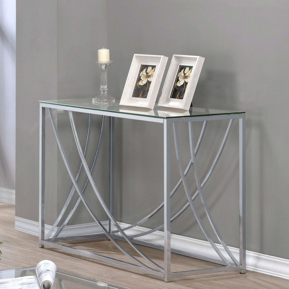 Coaster Furniture 720499 Lille Glass Top Entryway Sofa Console Table Accents Chrome