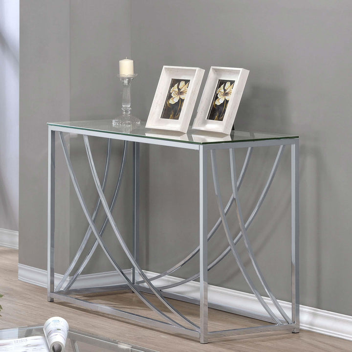 Coaster Furniture 720499 Lille Glass Top Entryway Sofa Console Table Accents Chrome