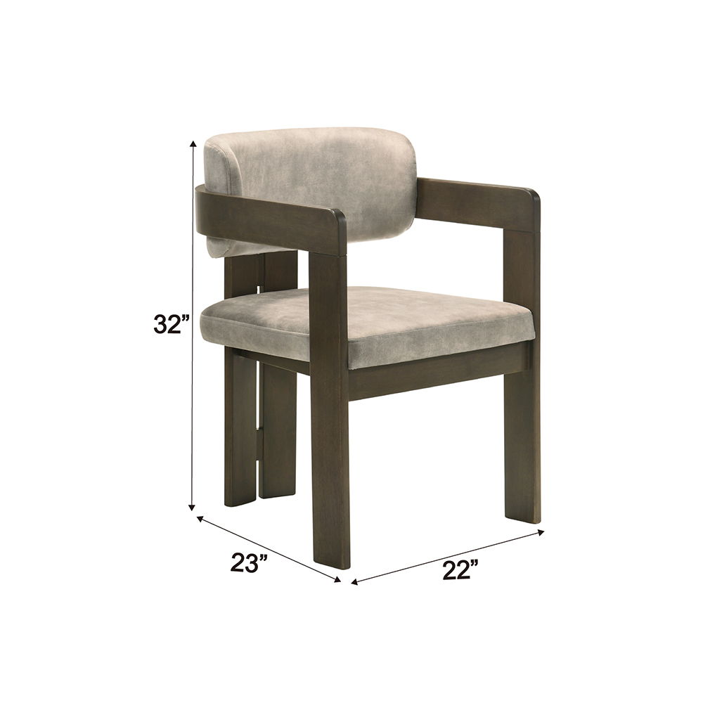 Destin - Side Chair - Light Gray Fabric & Walnut
